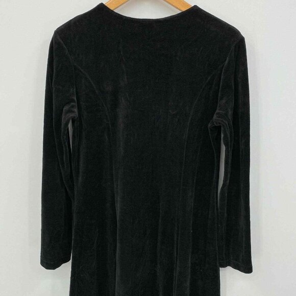 Lands End Dress Womens S 6-8 Black Velour Floral Embroidered Whimsigoth‎ VTG - Picture 3 of 7